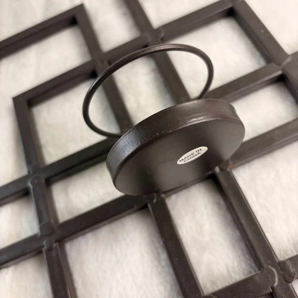 Modern Geometric Metal Wall Candle Sconce –‎ Interlocking Squares Dark Brown EUC